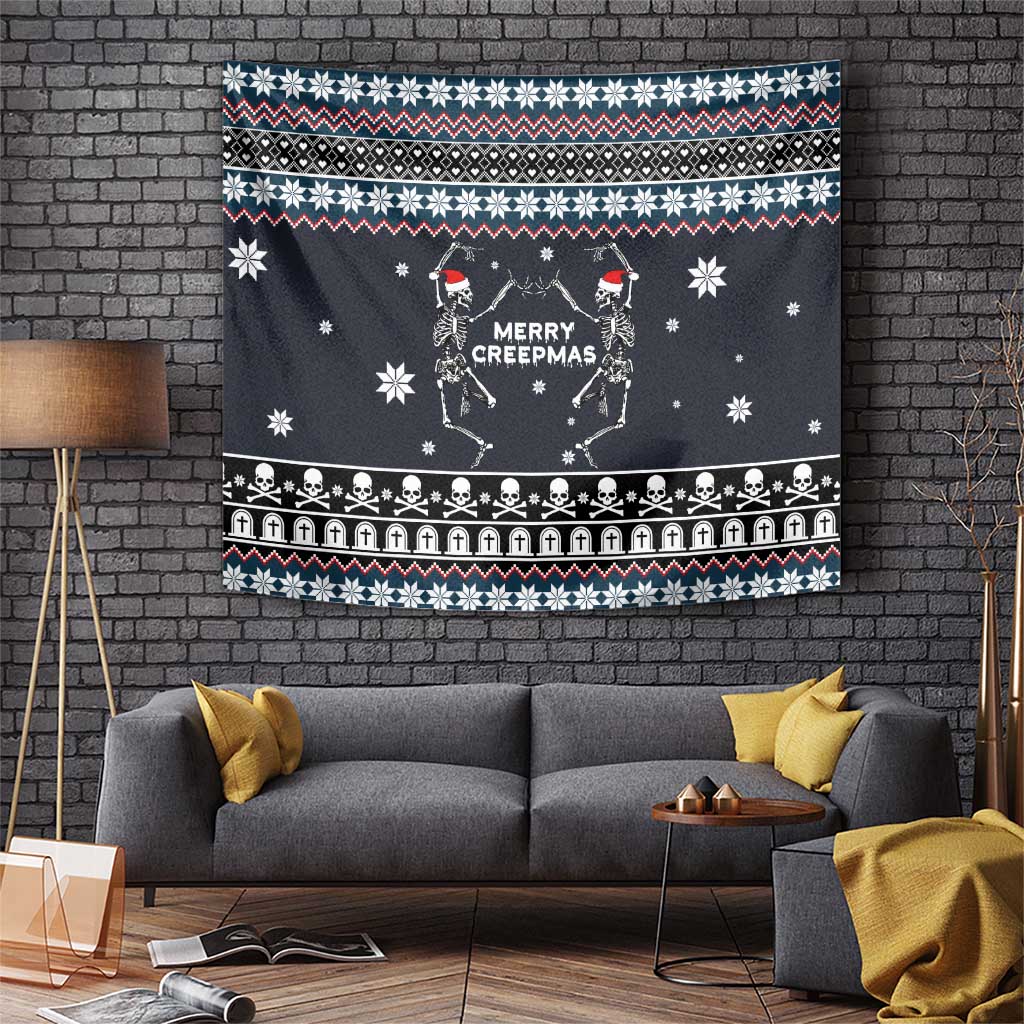 Skeleton Merry Creepmas Christmas Tapestry Xmas Holiday Patterns - Wonder Print Shop