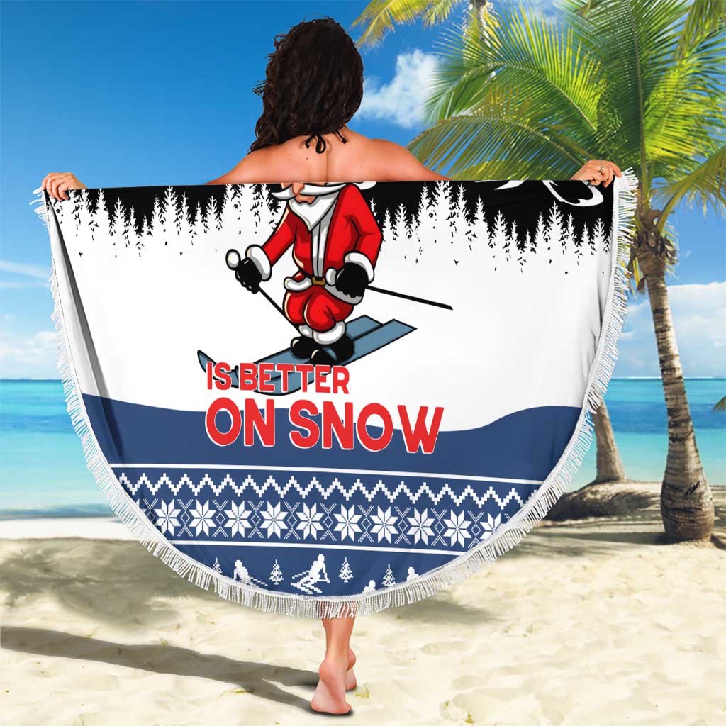 Skiing Life Is Better On Snow Christmas Beach Blanket Xmas Holiday Patterns - Wonder Print Shop