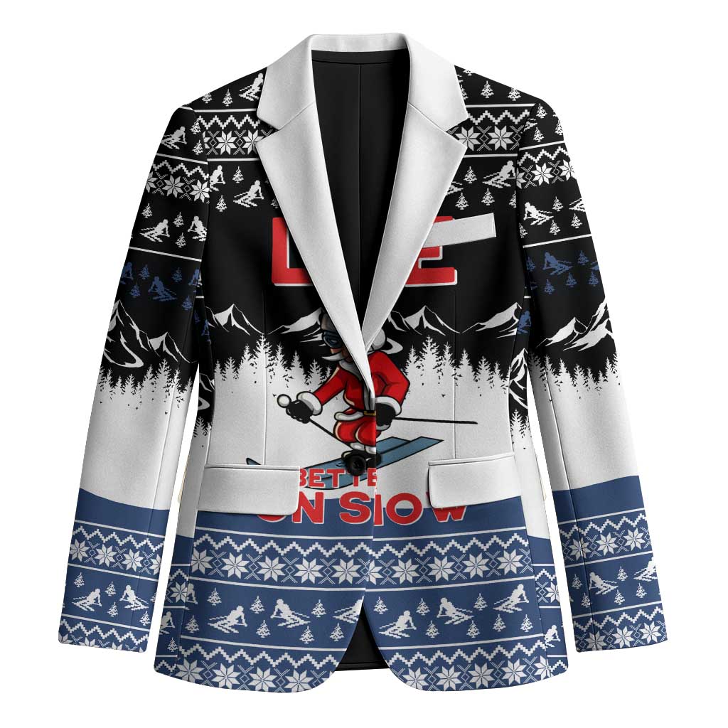 Skiing Life Is Better On Snow Christmas Blazer Xmas Holiday Patterns - Wonder Print Shop
