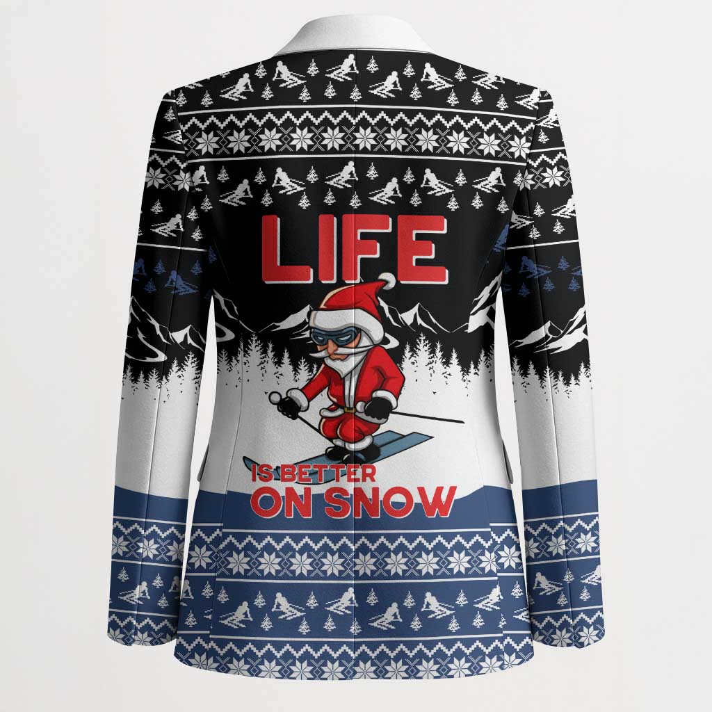 Skiing Life Is Better On Snow Christmas Blazer Xmas Holiday Patterns - Wonder Print Shop