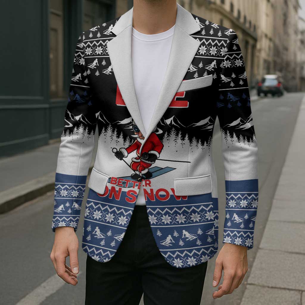 Skiing Life Is Better On Snow Christmas Blazer Xmas Holiday Patterns - Wonder Print Shop