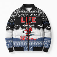 Skiing Life Is Better On Snow Christmas Bomber Puffer Jacket Xmas Holiday Patterns - Wonder Print Shop