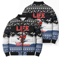 Skiing Life Is Better On Snow Christmas Bomber Puffer Jacket Xmas Holiday Patterns - Wonder Print Shop