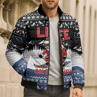 Skiing Life Is Better On Snow Christmas Bomber Puffer Jacket Xmas Holiday Patterns - Wonder Print Shop