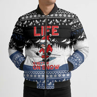 Skiing Life Is Better On Snow Christmas Bomber Puffer Jacket Xmas Holiday Patterns - Wonder Print Shop