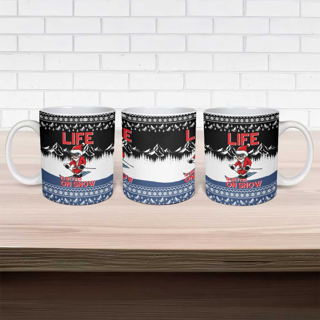 Skiing Life Is Better On Snow Christmas Ceramic Mug Xmas Holiday Patterns - Wonder Print Shop