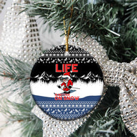Skiing Life Is Better On Snow Christmas Ceramic Ornament Xmas Holiday Patterns - Wonder Print Shop