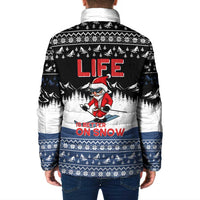 Skiing Life Is Better On Snow Christmas Padded Jacket Xmas Holiday Patterns - Wonder Print Shop