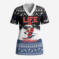 Skiing Life Is Better On Snow Christmas Scrub Top Xmas Holiday Patterns - Wonder Print Shop