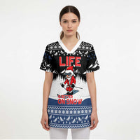 Skiing Life Is Better On Snow Christmas Scrub Top Xmas Holiday Patterns - Wonder Print Shop