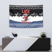 Skiing Life Is Better On Snow Christmas Tapestry Xmas Holiday Patterns - Wonder Print Shop