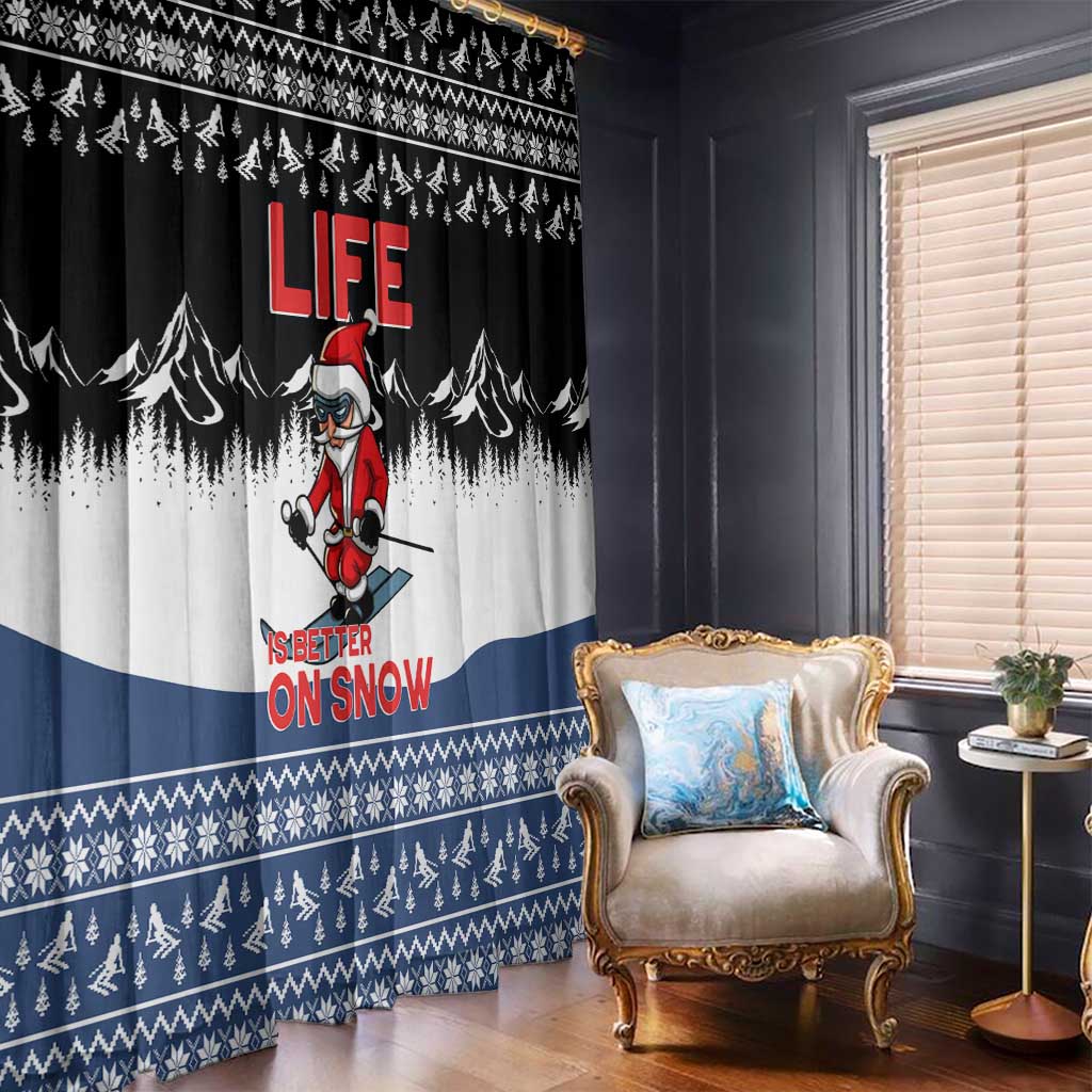 Skiing Life Is Better On Snow Christmas Window Curtain Xmas Holiday Patterns - Wonder Print Shop