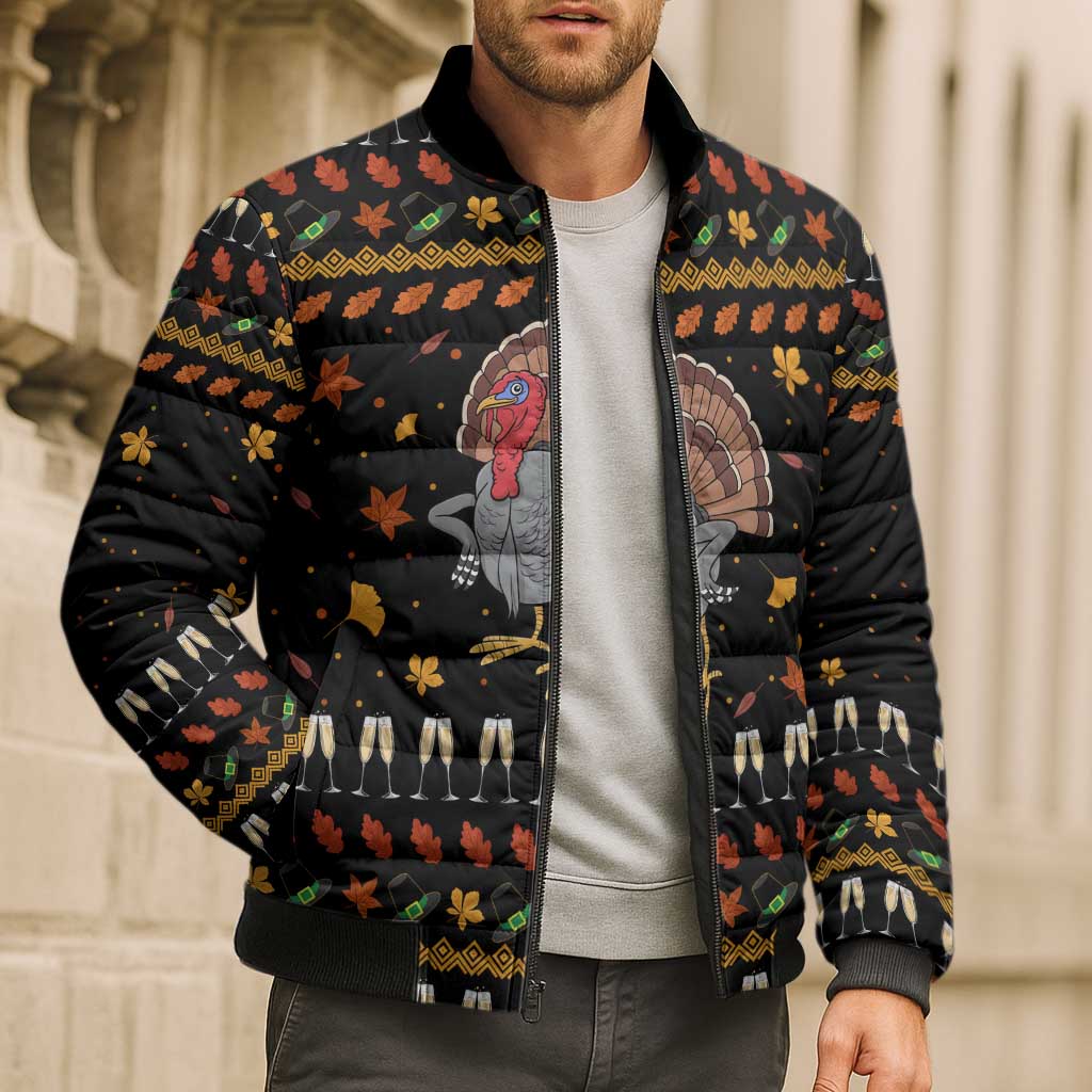 Thanksgiving Christmas Design Bomber Puffer Jacket Xmas Holiday Patterns - Wonder Print Shop