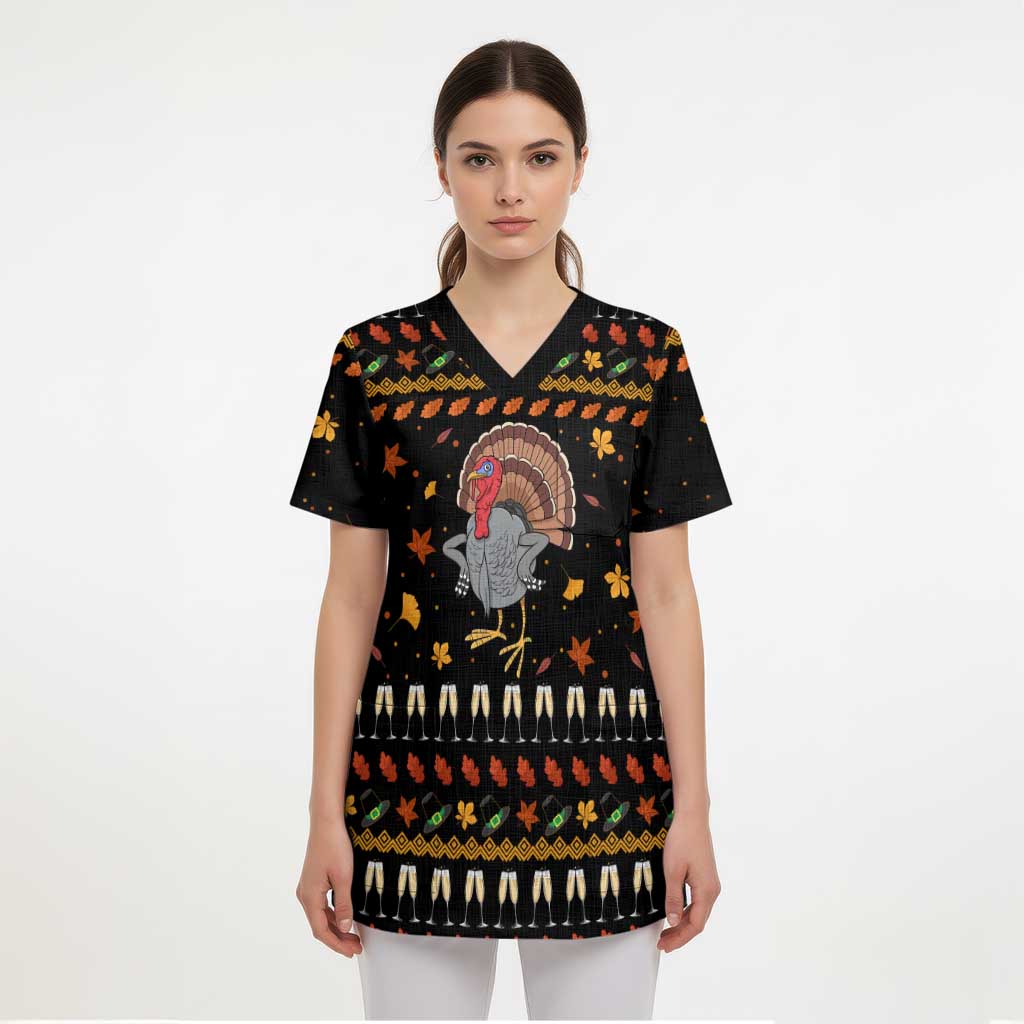 Thanksgiving Christmas Design Scrub Top Xmas Holiday Patterns - Wonder Print Shop