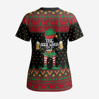The Beer Lover Elf Christmas Scrub Top Xmas Holiday Patterns - Wonder Print Shop