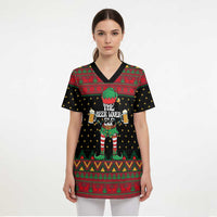 The Beer Lover Elf Christmas Scrub Top Xmas Holiday Patterns - Wonder Print Shop