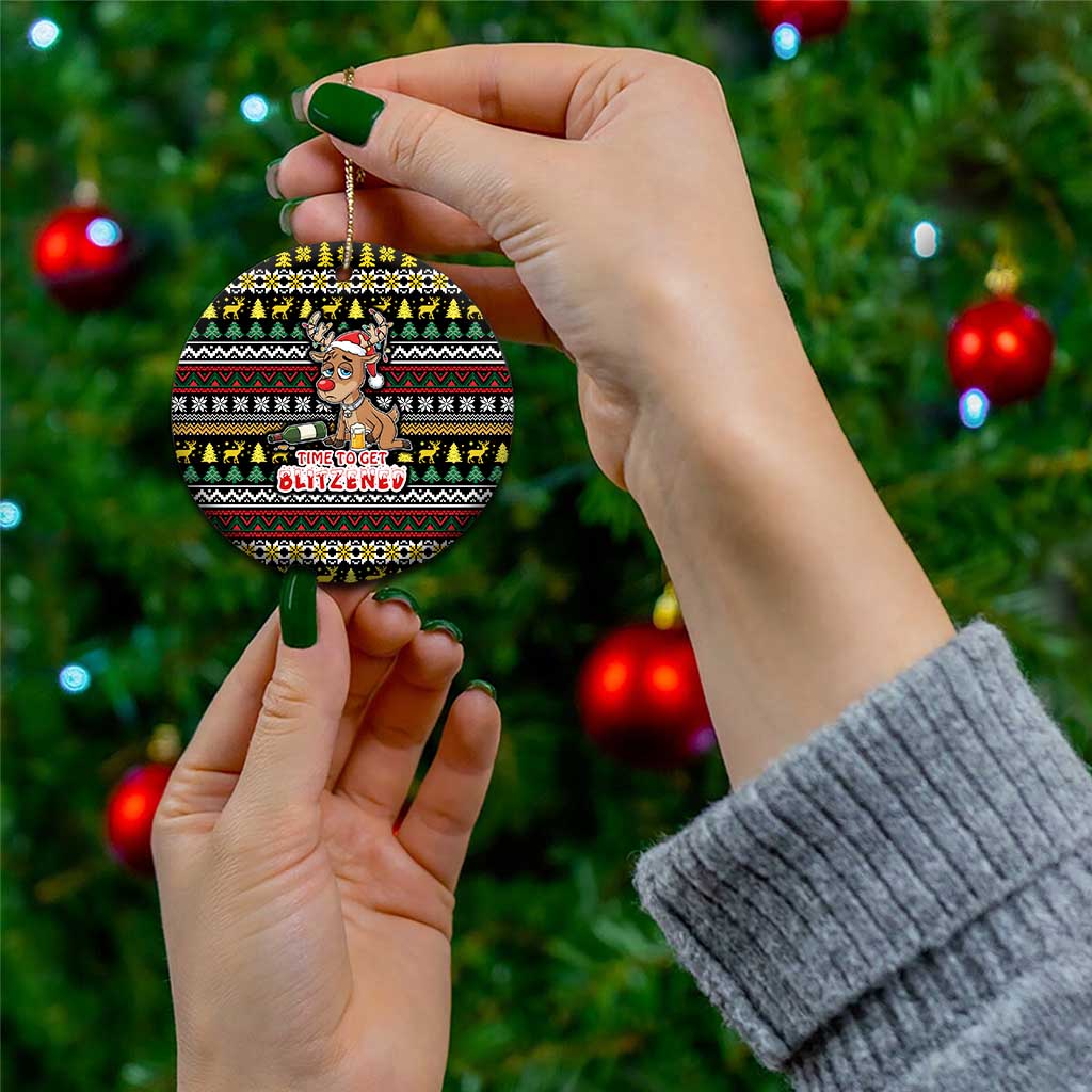 Time To Get Blitzened Christmas Ceramic Ornament Xmas Holiday Patterns - Wonder Print Shop