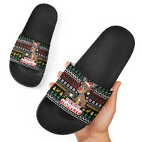 Time To Get Blitzened Christmas Slide Sandals Xmas Holiday Patterns - Wonder Print Shop