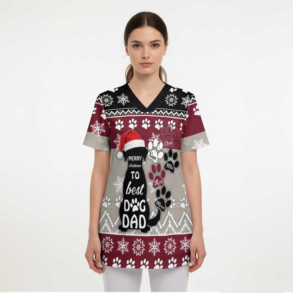 To Best Dog Dad Christmas Design Scrub Top Xmas Holiday Patterns - Wonder Print Shop