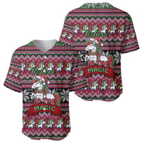 Unicorn Believe In The Magic Christmas Baseball Jersey Xmas Holiday Patterns - Wonder Print Shop