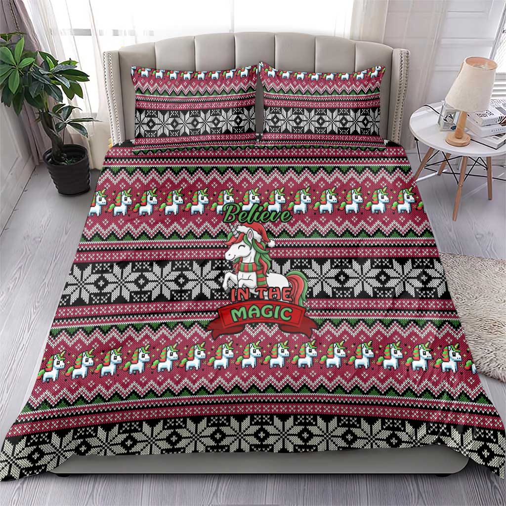 Unicorn Believe In The Magic Christmas Bedding Set Xmas Holiday Patterns - Wonder Print Shop
