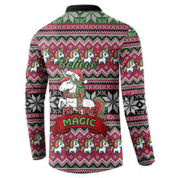 Unicorn Believe In The Magic Christmas Button Sweatshirt Xmas Holiday Patterns - Wonder Print Shop