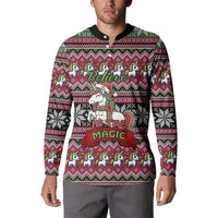 Unicorn Believe In The Magic Christmas Button Sweatshirt Xmas Holiday Patterns - Wonder Print Shop