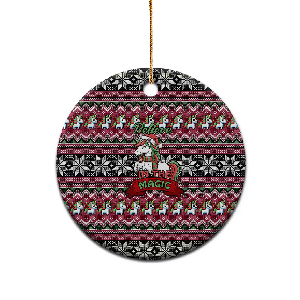 Unicorn Believe In The Magic Christmas Ceramic Ornament Xmas Holiday Patterns - Wonder Print Shop