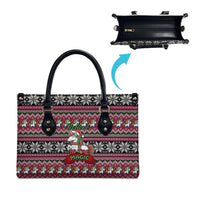 Unicorn Believe In The Magic Christmas Leather Bag Xmas Holiday Patterns - Wonder Print Shop