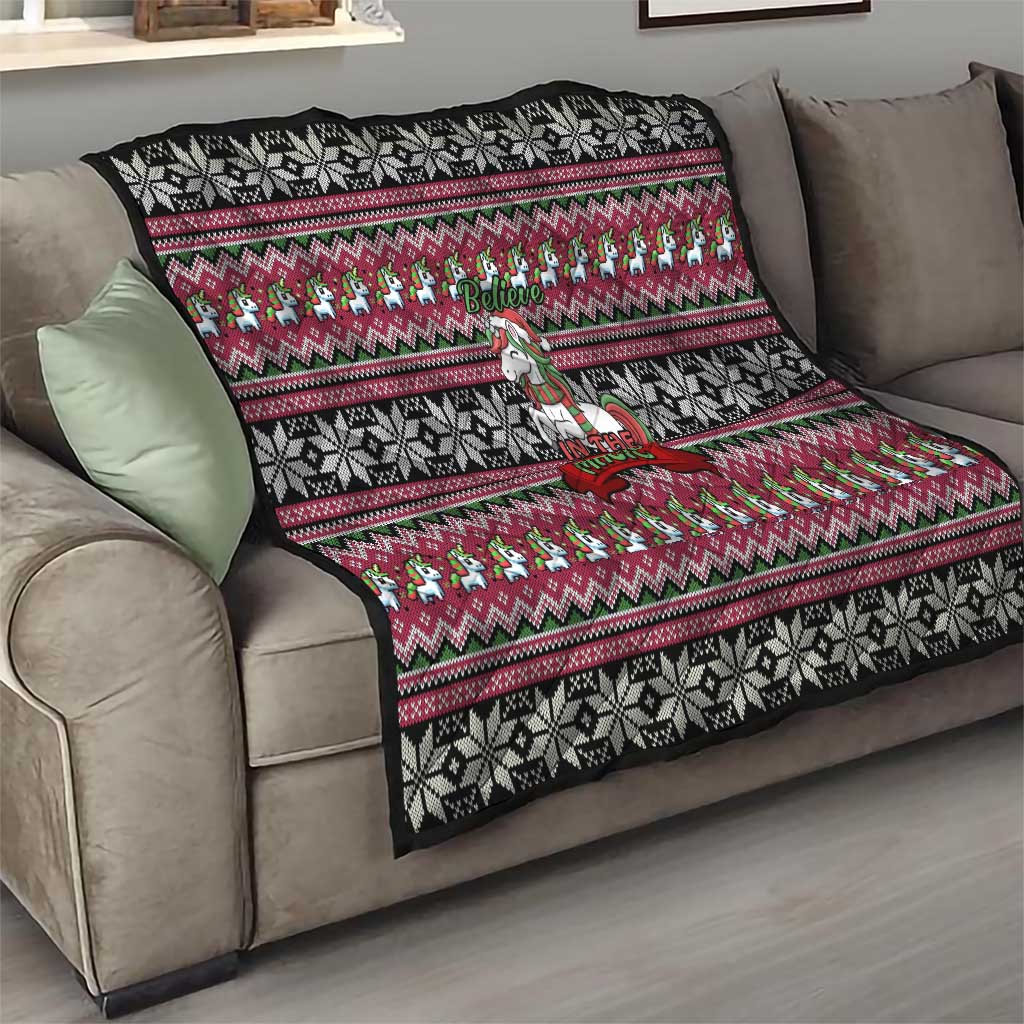 Unicorn Believe In The Magic Christmas Quilt Xmas Holiday Patterns - Wonder Print Shop