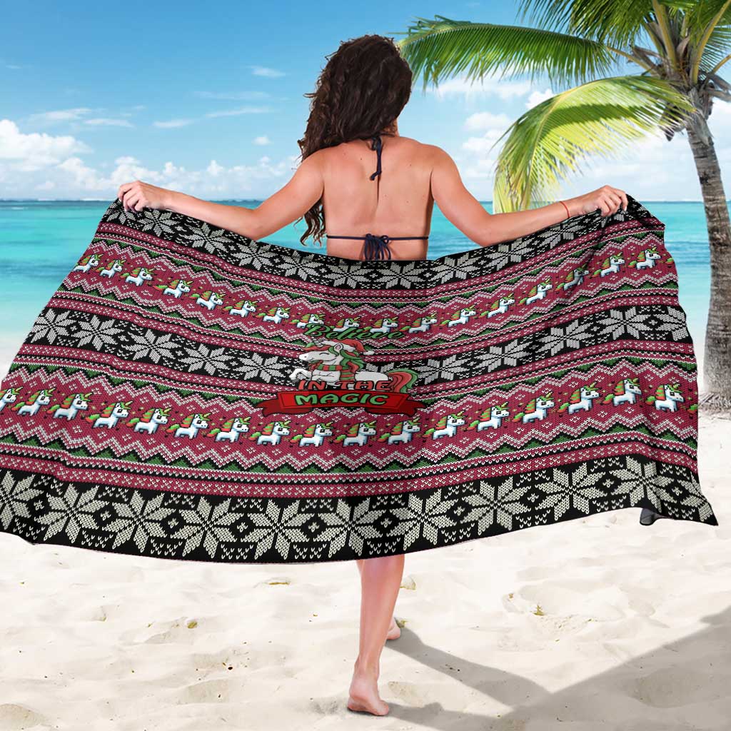 Unicorn Believe In The Magic Christmas Sarong Xmas Holiday Patterns - Wonder Print Shop