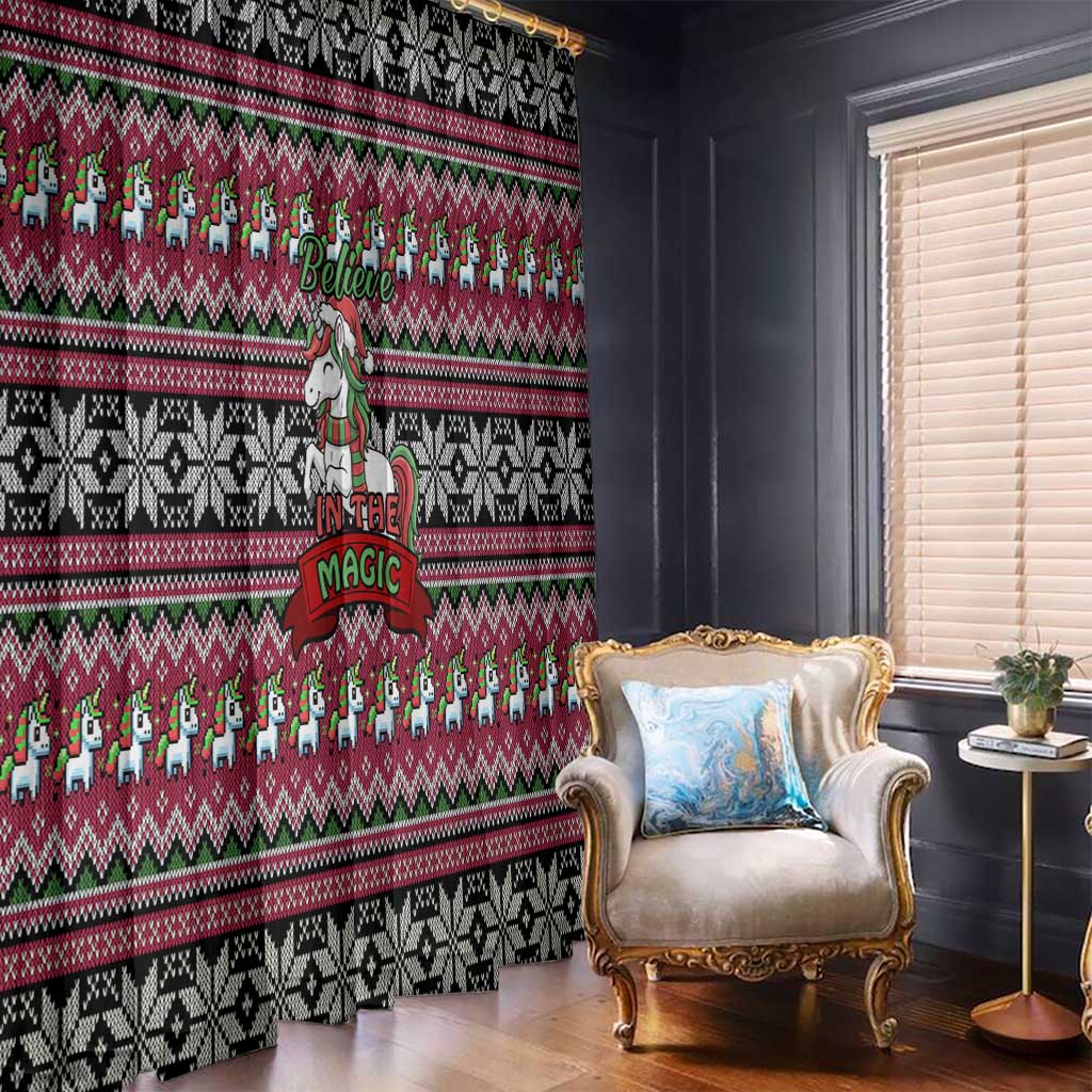 Unicorn Believe In The Magic Christmas Window Curtain Xmas Holiday Patterns - Wonder Print Shop