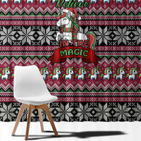 Unicorn Believe In The Magic Christmas Window Curtain Xmas Holiday Patterns - Wonder Print Shop
