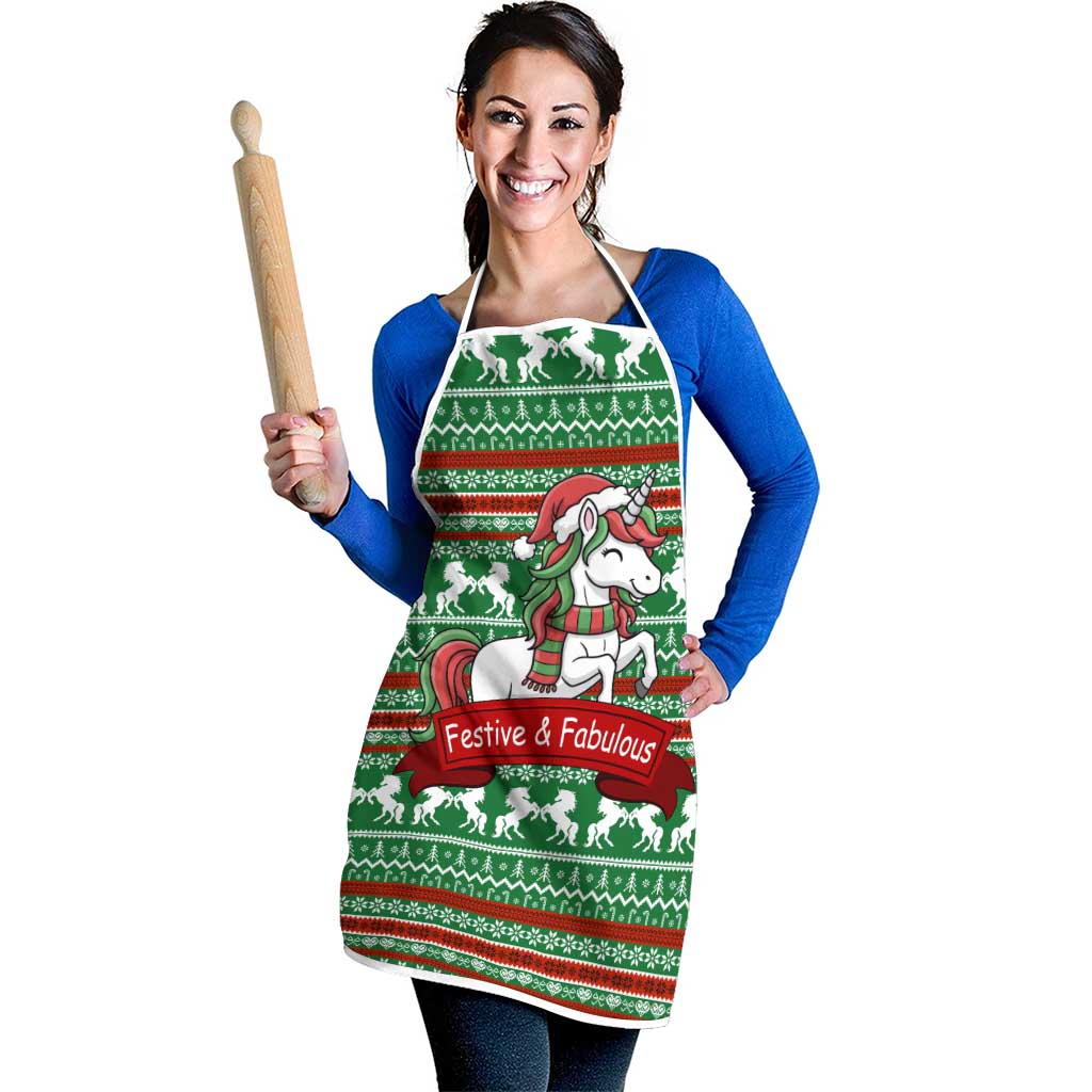Unicorn Festive Fabulous Christmas Apron Xmas Holiday Patterns - Wonder Print Shop