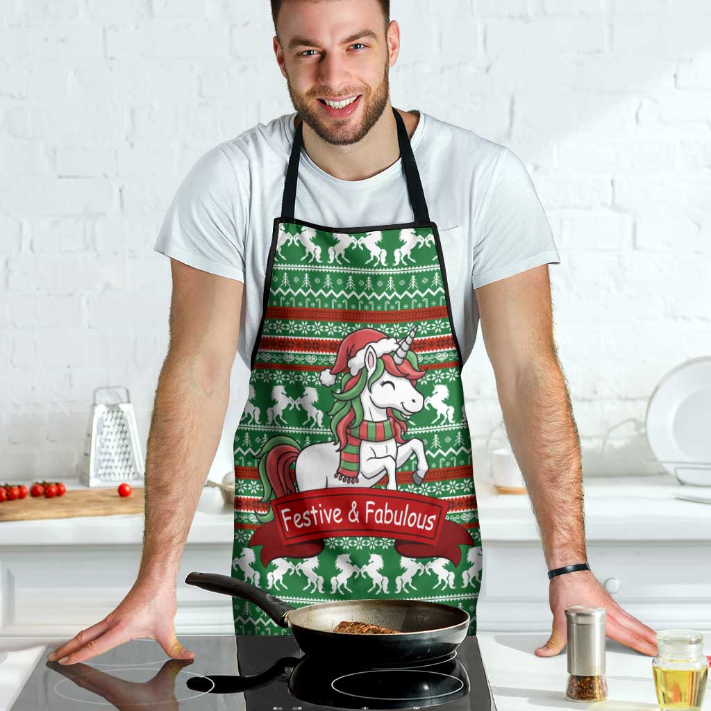Unicorn Festive Fabulous Christmas Apron Xmas Holiday Patterns - Wonder Print Shop