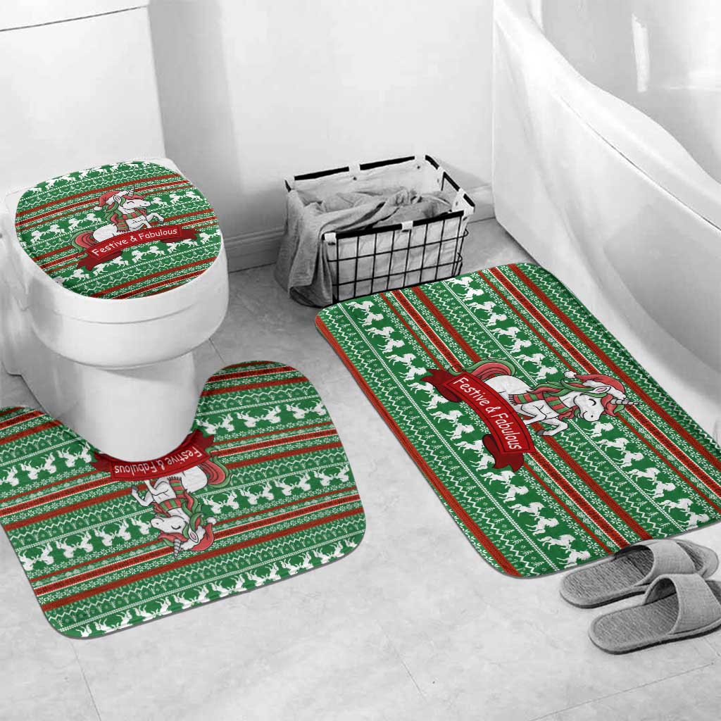 Unicorn Festive Fabulous Christmas Bathroom Set Xmas Holiday Patterns - Wonder Print Shop