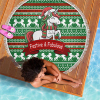 Unicorn Festive Fabulous Christmas Beach Blanket Xmas Holiday Patterns - Wonder Print Shop