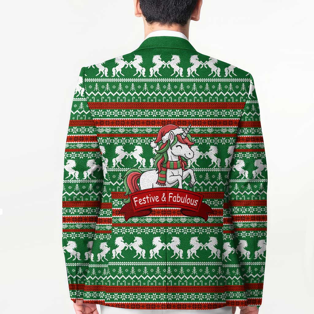 Unicorn Festive Fabulous Christmas Blazer Xmas Holiday Patterns - Wonder Print Shop