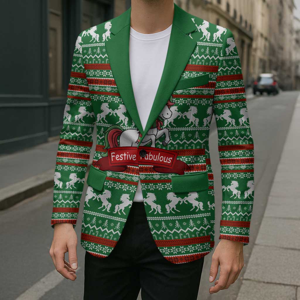 Unicorn Festive Fabulous Christmas Blazer Xmas Holiday Patterns - Wonder Print Shop