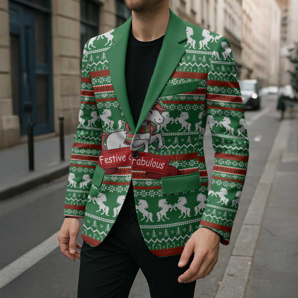 Unicorn Festive Fabulous Christmas Blazer Xmas Holiday Patterns - Wonder Print Shop