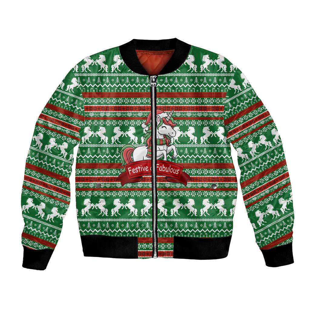 Unicorn Festive Fabulous Christmas Bomber Jacket Xmas Holiday Patterns - Wonder Print Shop
