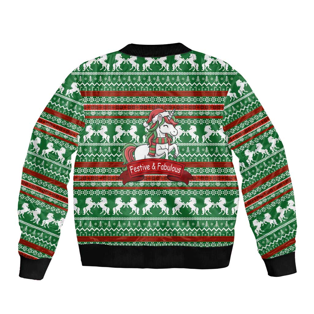 Unicorn Festive Fabulous Christmas Bomber Jacket Xmas Holiday Patterns - Wonder Print Shop