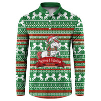 Unicorn Festive Fabulous Christmas Button Sweatshirt Xmas Holiday Patterns - Wonder Print Shop