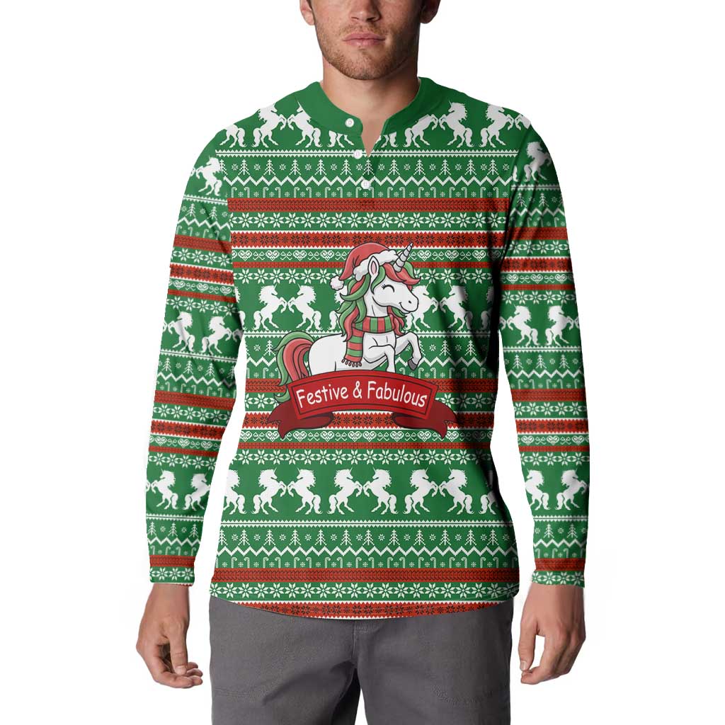 Unicorn Festive Fabulous Christmas Button Sweatshirt Xmas Holiday Patterns - Wonder Print Shop