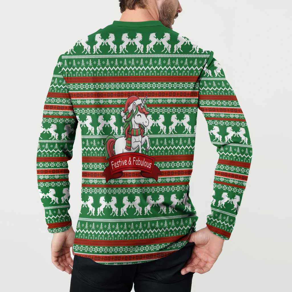 Unicorn Festive Fabulous Christmas Button Sweatshirt Xmas Holiday Patterns - Wonder Print Shop