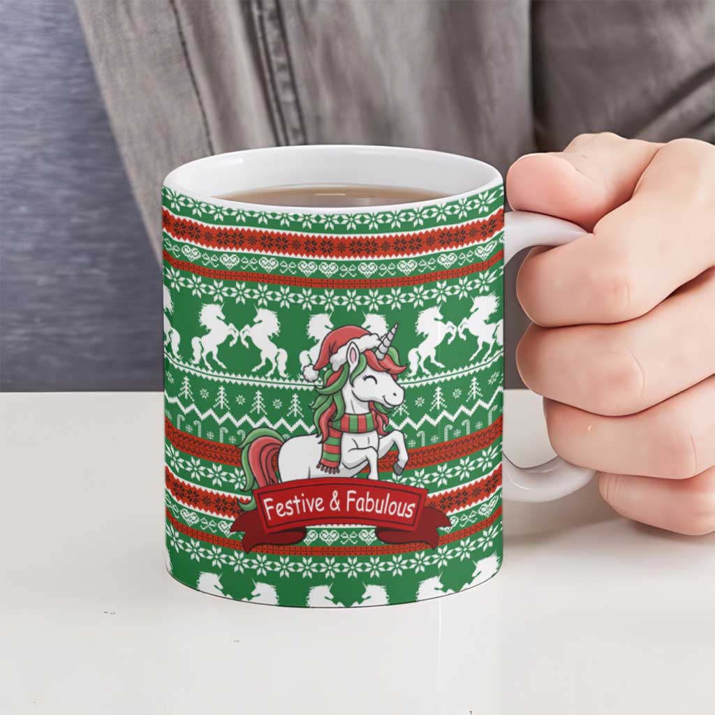 Unicorn Festive Fabulous Christmas Ceramic Mug Xmas Holiday Patterns - Wonder Print Shop