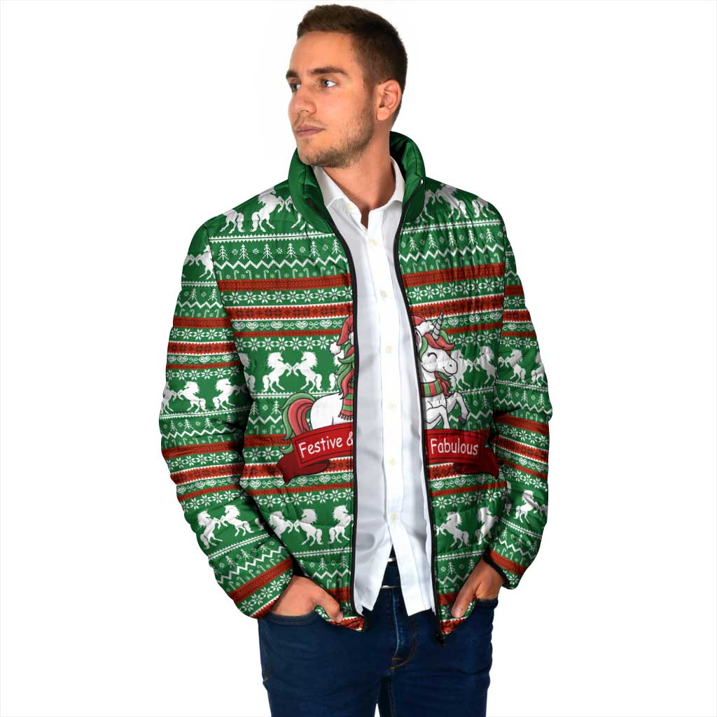 Unicorn Festive Fabulous Christmas Padded Jacket Xmas Holiday Patterns - Wonder Print Shop