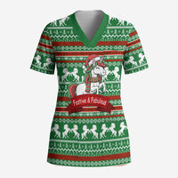 Unicorn Festive Fabulous Christmas Scrub Top Xmas Holiday Patterns - Wonder Print Shop