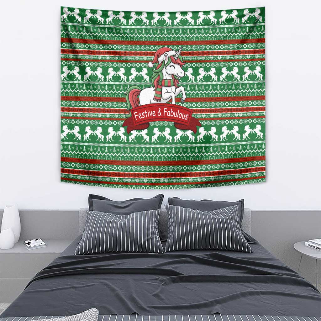 Unicorn Festive Fabulous Christmas Tapestry Xmas Holiday Patterns - Wonder Print Shop