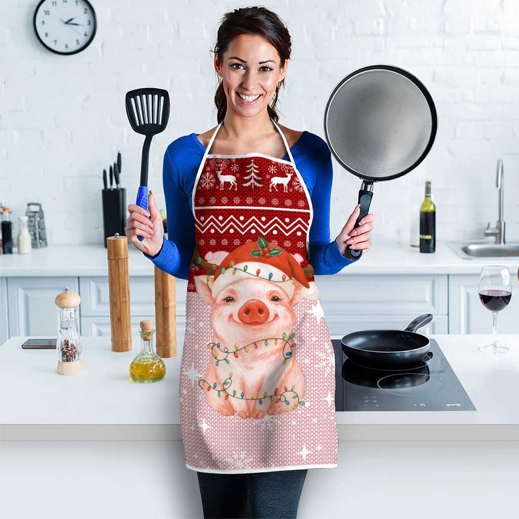 Lovely Pig Merry Christmas Apron Xmas Holiday Patterns - Wonder Print Shop